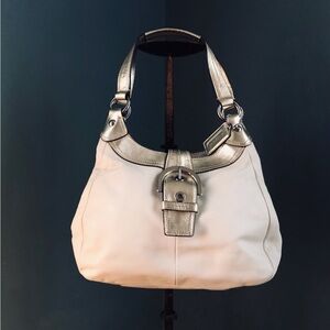 Coach Lynn Soho Hobo Leather Bag Ivory Gold Shoulder Handbag